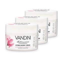 VANDINI Hydro Body Creme Damen mit Magnolienblüte & Mandelmilch - Body Creme & Gesichtscreme für normale bis trockene Haut - vegane Body Creme für Frauen im 3er Pack (3x 200 ml) von VANDINI