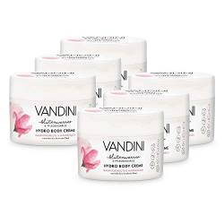 VANDINI Hydro Body Creme Damen mit Magnolienblüte & Mandelmilch - Body Creme & Gesichtscreme für normale bis trockene Haut - vegane Body Creme für Frauen im 6er Pack (6x 200 ml) von VANDINI