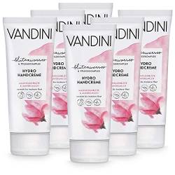 VANDINI Hydro Handcreme Damen mit Magnolienblüte & Mandelmilch - Handcreme für normale bis trockene Haut - vegane Handcreme für Frauen ohne Silikone, Parabene & Mineralöl (6x 75 ml) von VANDINI