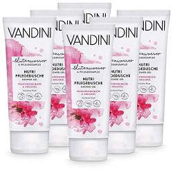 VANDINI Nutri Pflege Duschgel Damen mit Pfingstrosenblüte & Arganöl - Duschgel für trockene Haut - veganes Duschgel für Frauen ohne Silikone, Parabene & Mineralöl im 6er Pack (6x 200 ml) von VANDINI