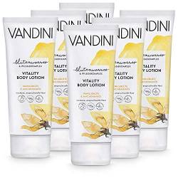 VANDINI Vitality Body Lotion Damen mit Vanilleblüte & Macadamiaöl - Body Lotion für trockene & anspruchsvolle Haut - vegane Body Lotion für Frauen ohne Silikone, Parabene & Mineralöl (6x 200 ml) von VANDINI