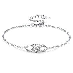 VANSZA Armband Damen 925 Sterling Silber Armbänder Infinity Herz Symbol Armband Geschenk für Frauen mit Geschenkbox (Silber) von VANSZA