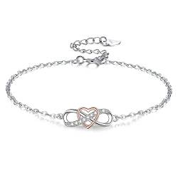 VANSZA Armband Damen 925 Sterling Silber Armbänder Infinity Herz Symbol Armband Geschenk für Frauen mit Geschenkbox (Silber und Roségold) von VANSZA