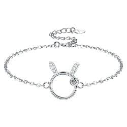 VANSZA Damen Mädchen Armband Tier Anhänger Hase Armband S925 Sterling Silber Süßes Tier Kind Schöner Schmuck Für Kinder Frauen von VANSZA