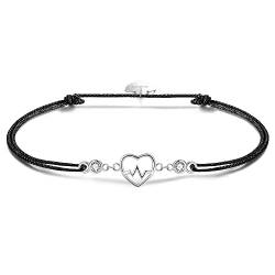 VANSZA Herzförmiges Armband, 925 Sterling Silber und verstellbares Seil, Geburtstag Graduierung Armband, Geschenkideen, Frauen-Mädchen-Armband von VANSZA