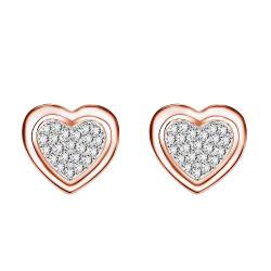 VANSZA Mode Damen Liebe Herz Ohrstecker 925er Sterling Silber mit Zirkonia Ohrstecker Silberschmuck zum Geburtstag/Weihnachten/Jubiläum/Valentinstag (Silber und Roségold) von VANSZA