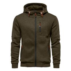 Herren Kapuzenpullover Sweatshirt Jacke Leicht Langarm Reißverschluss Hoodie Pullover Tops Sweater, grün, L von VANVENE