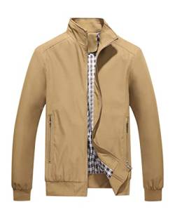 Herren Sommer Bomberjacke mit Reißverschluss, lässiger Mantel, Windjacke, leicht, dünn, Outdoor-Top Größe M-3XL, khaki, XXL von VANVENE