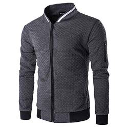 VANVENE Herren Fleece-Sweatshirt mit durchgehendem Reißverschluss, lässig, langärmelig, leicht, Größe S-3XL, dunkelgrau, M von VANVENE