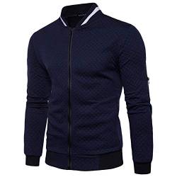VANVENE Herren-Fleece-Sweatshirt mit durchgehendem Reißverschluss, lässig, langärmelig, leicht, Größe S-3XL, navy, L von VANVENE