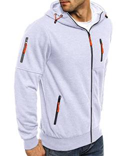 VANVENE Herren Hoodies Sweatshirt Zip Up Leichte Jacken Pullover Sweater, 1 weiß, M von VANVENE