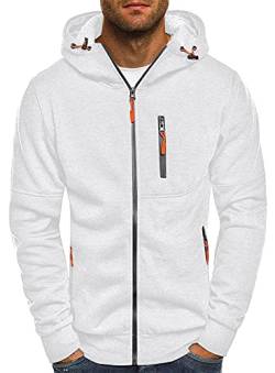 VANVENE Herren Hoodies Sweatshirt Zip Up Leichte Jacken Pullover Sweater, 2 Weiß, XL von VANVENE