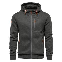 VANVENE Herren Hoodies Sweatshirt Zip Up Leichte Jacken Pullover Sweater, Grau, L von VANVENE