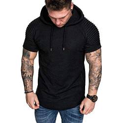 VANVENE Herren-Pullover, Hoodie-Sweatshirt, klassisch, einfarbig, mit Kapuze, schwarz 2, XL von VANVENE