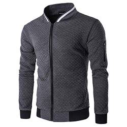 VANVENE Herren-Sweatshirt mit durchgehendem Reißverschluss, lässig, lange Ärmel, leicht, Active Jacke, S-3XL Gr. S, dunkelgrau von VANVENE