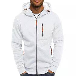 VANVENE Herren Zip Hoodie Sweatjacke Kapuzenjacke Kapuzenpulli mit Reißverschluss Weiß M von VANVENE