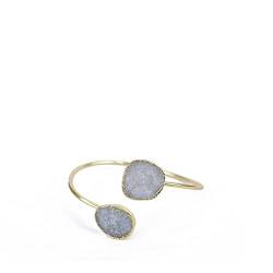 VANYA LARA Schmuck - Handgefertigtes Druzy Melody Armband - Messing, 22k vergoldet mit grauen Druzy Geoden von VANYA LARA