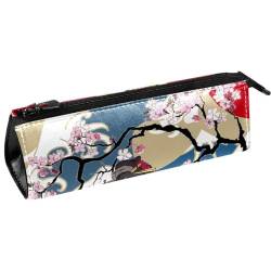 VAPOKF Traditionelle japanische Welle Frauen im Kimono mit Kirschbaum Stift Tasche Schreibwaren Beutel Bleistift Tasche Kosmetiktasche Tasche Kompakte Reißverschlusstasche, multi, 5.5 ×6 von VAPOKF