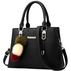 VARLIVOO Damen Handtasche Hobo Taschen Schultertasche Frauen Umhängetasche Pom Pom Ornamente Reisen Taschen Crossbody Bag PU Leder Schwarz von VARLIVOO