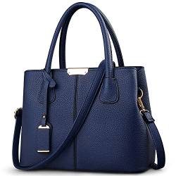 VARLIVOO Elegant Damen Handtasche Schultertasche Frauen Umhängetasche Taschen Shopper Wasserdicht PU Leder Henkeltaschen Navy Blau von VARLIVOO