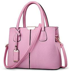 VARLIVOO Elegant Damen Handtasche Schultertasche Frauen Umhängetasche Taschen Shopper Wasserdicht PU Leder Henkeltaschen Rosa von VARLIVOO