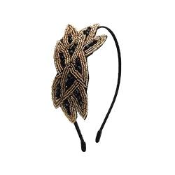 Handgefertigtes Strass-Flapper Stirnband Retro Kopfschmuck Perlen Blatt Gatsby Haarschmuck für Kostümpartys von VASANA