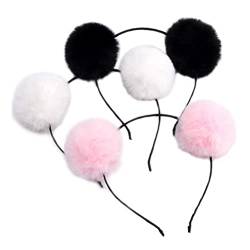 VASANA 3 Stück süße Panda-Ohren-Stirnbänder Plüsch Pom Pom Stirnbänder Haarbänder Haarreifen Kostüm Haarschmuck für Frauen Mädchen Geburtstag Party Halloween Kostüm Weihnachten von VASANA