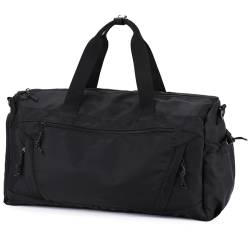 Reisetasche Damen Herren, Vaschy 20 Zoll Duffle Bag Groß Handgepäck Tasche Sporttasche Overnight Duffel Taschen für Frauen Männer mit Schuhen Fächer Gepäck Hülle für Reisen Fitnessstudio Yoga Schwarz von VASCHY