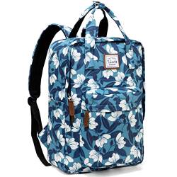 VASCHY Laptop Rucksack für Damen, 15,6 Zoll Schulrucksack für Teenager Mädchen Bookbag Daypack Wasserdichte für College, Reisen, Arbeit, Geschenke Blaue Gardenie von VASCHY