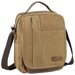 VASCHY Messenger Bag Small, Canvas wasserdicht Crossbody Umhängetasche Geldbörse für Männer und Frauen Camel von VASCHY