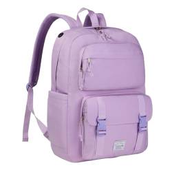 VASCHY Rucksack Dame, Wasserabweisend 17 Zoll Schulrucksack Schulranzen Hochschule Schultasche Casual Daypack Dame Teenager Reise Lila von VASCHY