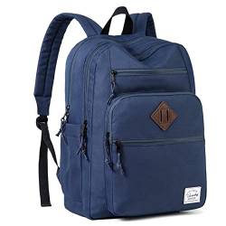 VASCHY Rucksack Herren, Wasserabweisend 15.6 Zoll Schulrucksack Schulranzen Hochschule Schultasche Casual Daypack Mädchen Jungen Teenager Reise Marineblau von VASCHY