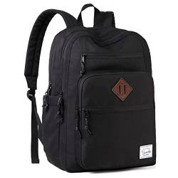 VASCHY Rucksack Herren, Wasserabweisend 15.6 Zoll Schulrucksack Schulranzen Hochschule Schultasche Casual Daypack Mädchen Jungen Teenager Reise Schwarz von VASCHY