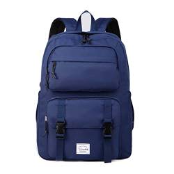 VASCHY Rucksack Herren, Wasserabweisend 17 Zoll Schulrucksack Schulranzen Hochschule Schultasche Casual Daypack Dame Teenager Reise Dunkelblau von VASCHY