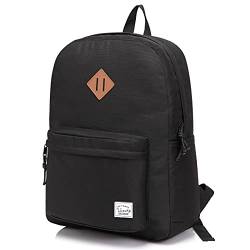 VASCHY Schulrucksack, leicht, wasserabweisend, Rucksack, Herren, Schulranzen, Damen, Kinder, Jungen, Freizeit, für Mädchen, Schule, Jugendliche, College, Business, Reise, Schwarz, one size, Praktisch von VASCHY