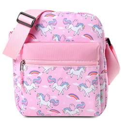 VASCHY Umhängetasche Mädchen, Leicht Klein Schultertasche Crossbody Bag Schulranzen Teenager Tasche Geschenk für Jugendliche Kleine Kinder Einhorn von VASCHY