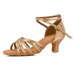 VASHCAME - Damen Hoher Absatz Tanzschuhe Standard/Latein Beige Absatzhöhe 5cm 36 von VASHCAME