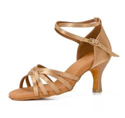 VASHCAME - Damen Hoher Absatz Tanzschuhe Standard/Latein Beige Absatzhöhe 7cm 39 von VASHCAME