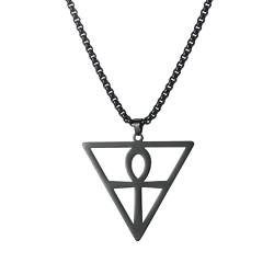 Ankh-Halskette, Ankh-Kreuz-Anhänger, umgekehrtes Dreieck, Lebensschlüssel-Halskette, schwarz plattierte Edelstahl-Halskette, Männer-Frauen-Geschenke von VASSAGO