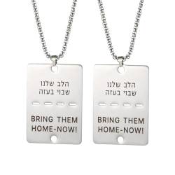 Bring Them Home Now Halskette Israel Military Jewelry Stand mit Israel Edelstahl Dog Tag Anhänger Israel Halskette für Männer Frauen (Silber bringen sie nach Hause jetzt Halskette-Box Kette-2Pcs) von VASSAGO