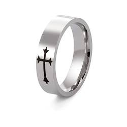 Edelstahl Kreuz Ring für Männer Frauen Christlich Kreuz Ring Einfacher Kreuz Daumenring Klassisch Kreuz Drehringe Religiöse Ehering Band Ring Stressabbau Ringe Jesus Christus Herr Gebet von VASSAGO