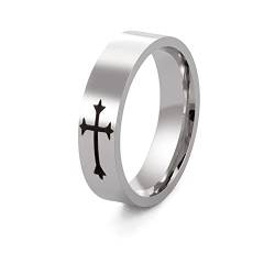 Edelstahl Kreuz Ring für Männer Frauen Christlich Kreuz Ring Einfacher Kreuz Daumenring Klassisch Kreuz Drehringe Religiöse Ehering Band Ring Stressabbau Ringe Jesus Christus Herr Gebet von VASSAGO