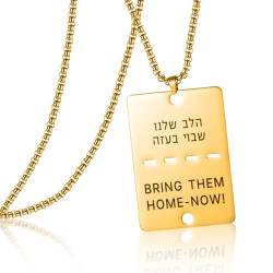 VASSAGO Bring Them Home Now Halskette Israel Military Jewelry Stand mit Israel Edelstahl Dog Tag Anhänger Israel Halskette für Männer Frauen (Gold bringen sie nach hause jetzt halskette-Kasten kette) von VASSAGO