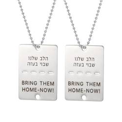VASSAGO Bring Them Home Now Halskette Israel Military Jewelry Stand mit Israel Edelstahl Dog Tag Anhänger Israel Halskette für Männer Frauen (Silberne Halskette Bring sie jetzt nach Hause-2Pcs) von VASSAGO