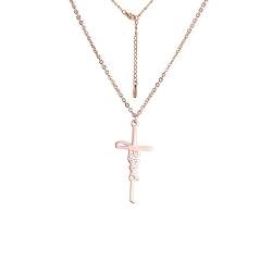 VASSAGO Glaube Kreuz Halskette für Frauen Jesus Kreuz Anhänger Halskette für Männer Frauen Christliche Religiöse Schmuck Geschenke (Roségold) von VASSAGO