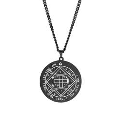 VASSAGO Halskette aus Edelstahl, viertes Pentagramm der Venus-Anhänger, Schlüssel des Salomon-Siegels, runde Charm-Kette, Talisman-Schmuck für Männer (Black) von VASSAGO