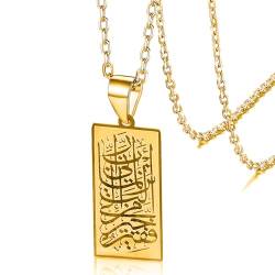 VASSAGO Islamische Halskette für Männer Frauen Muslimische Allah Halskette Edelstahl Quadratische Halskette Arabische Allah Halskette Herren Muslim Islam Anhänger Schmuck Geschenk für Vater Männer von VASSAGO
