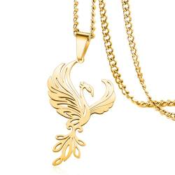 VASSAGO Rising Phoenix Halskette für Damen, Edelstahl, Phönix-Feuervogel-Anhänger, Halskette für Herren, trendiger Schmuck, Geschenke, Edelstahl von VASSAGO
