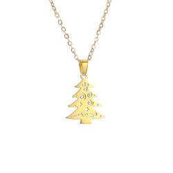 VASSAGO Weihnachten Halskette Weihnachtsmann Elch Halsketten Weihnachtsbaum Anhänger Schneeflocke Halskette für Frauen Mädchen Edelstahl Geschenke, Edelstahl von VASSAGO