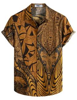 VATPAVE Herren Sommer Tropische Hemden Kurzarm Aloha Hawaii Hemden 3X-Large Braun Grau von VATPAVE